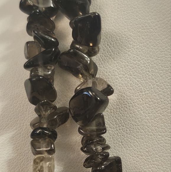 Vintage Handcrafted Smoky Quartz & Black Agate Beaded Long Necklace. - Picture 4 of 6